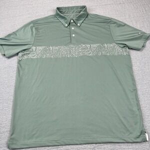 Maelreg Performance Mens XL Short Sleeve Polo Shirt‎ Green White Floral Hawaiian